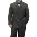 Men's Double Breasted Pinstripe Suit 6x2, Regular-Fit, Adjust Waist, CHARCOAL