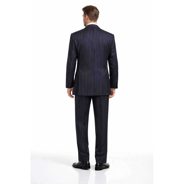 Men's Double Breasted Pinstripe Suit 6x2, Regular-Fit, Adjust Waist, NAVY