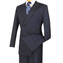 Men's Double Breasted Pinstripe Suit 6x2, Regular-Fit, Adjust Waist, NAVY