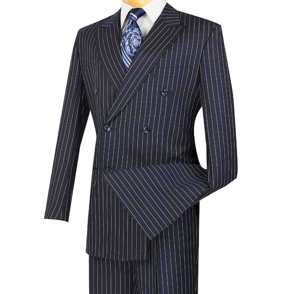 Men's Double Breasted Pinstripe Suit 6x2, Regular-Fit, Adjust Waist, NAVY