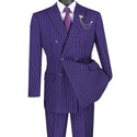 Men's Double Breasted Pinstripe Suit 6x2, Regular-Fit, Adjust Waist, PURPLE