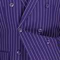 Blue pinstripe fabric with a close-up view