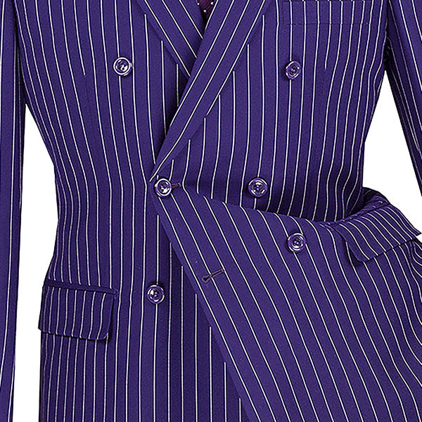 Men's Double Breasted Pinstripe Suit 6x2, Regular-Fit, Adjust Waist, PURPLE