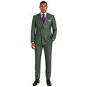 Men's Double Breasted Glen Plaid Suit 6x2, Regular-Fit, Adjust Waist, Free Socks -FORREST GREEN