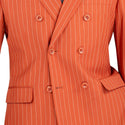 Men's Double Breasted Pinstripe Suit 6x2, Regular-Fit, Adjust Waist, CANYON CLAY