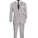 Men's Seersucker Striped Suit 2-PC Modern-Fit, Adjustable Waist, Free Socks, BLACK