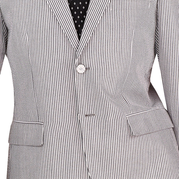 Men's Seersucker Striped Suit 2-PC Modern-Fit, Adjustable Waist, Free Socks, BLACK