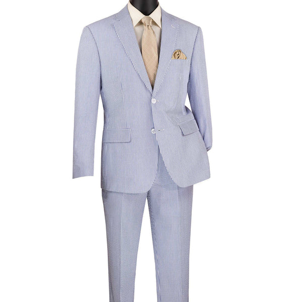 Men's Seersucker Striped Suit 2-PC Modern-Fit, Adjustable Waist, Free Socks
