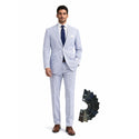 Men's Seersucker Striped Suit 2-PC Modern-Fit, Adjustable Waist, Free Socks