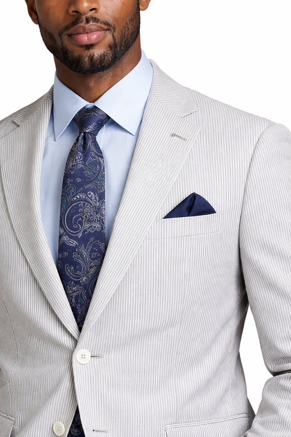 Men's Seersucker Striped Suit 2-PC Modern-Fit, Adjustable Waist, Free Socks, GREEN