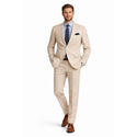 Men's Seersucker Striped Suit 2-PC Modern-Fit, Adjustable Waist, Free Socks, TAN