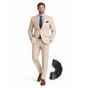 Men's Seersucker Striped Suit 2-PC Modern-Fit, Adjustable Waist, Free Socks, TAN