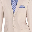 Men's Seersucker Striped Suit 2-PC Modern-Fit, Adjustable Waist, Free Socks, TAN