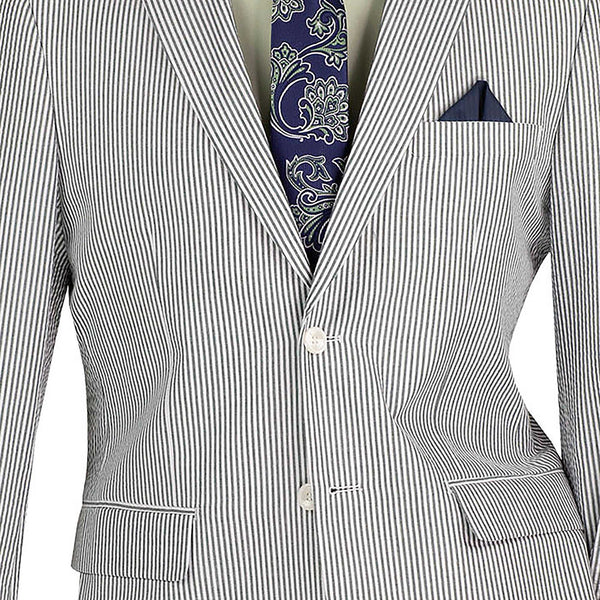 Men's Seersucker Striped Suit 2-PC Modern-Fit, Adjustable Waist, Free Socks, GREEN