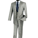 Luxurious Men's 3-Pieces Glen Plaid Suit - Gray Triple Blessings