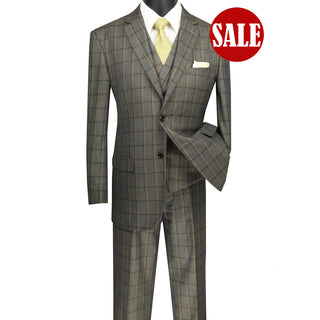 Luxurious Men's 3-Pieces Windowpane Suit Assorted Colors Triple Blessings