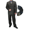 Luxurious Men's Double-Breasted Gangster Stripe Suit Charcoal Gray Triple Blessings
