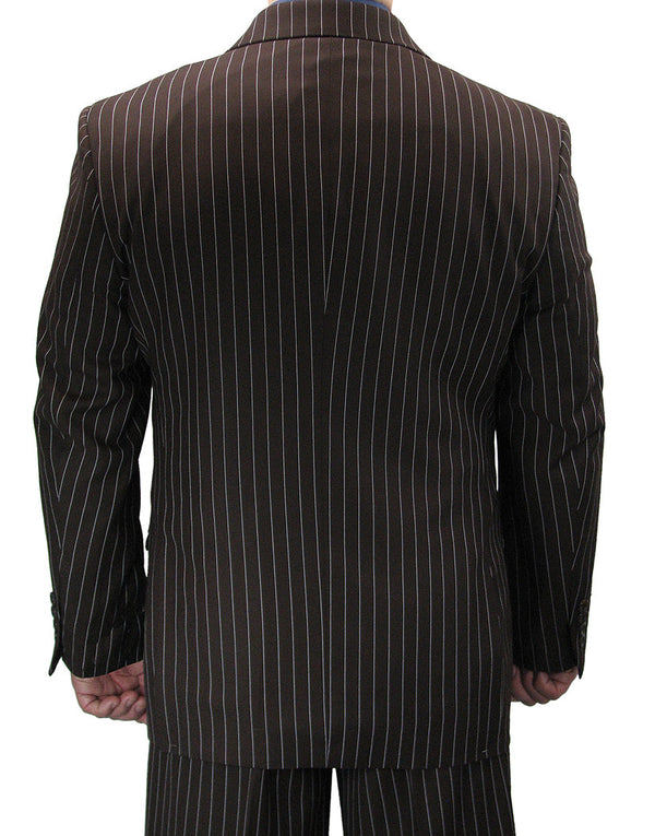 Luxurious Men's Gangster Stripe Suit - Brown Triple Blessings