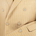 Luxurious Men's Gangster Stripe Suit Camel Triple Blessings