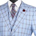 Luxurious Men's Modern-Fit 3-Piece Windowpane Suit Triple Blessings