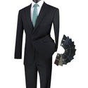 Luxurious Men's Modern-Fit Suit Black Triple Blessings