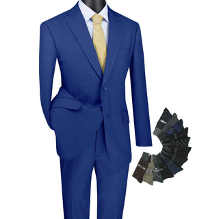 Luxurious Men's Modern-Fit Suit Blue Triple Blessings