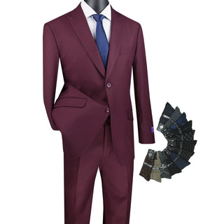 Luxurious Men's Modern-Fit Suit Maroon Triple Blessings