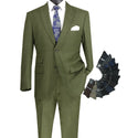 Luxurious Men's Modern-Fit Windowpane Suit Olive Triple Blessings