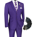 Luxurious Men's Modern-Fit Windowpane Suit Purple Triple Blessings