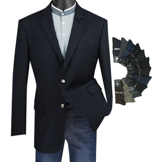 Luxurious Men's Regular-Fit Dress Blazer Black Triple Blessings