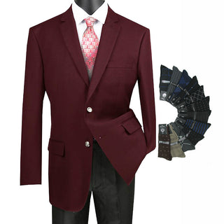 Luxurious Men's Regular-Fit Dress Blazer Burgundy Triple Blessings
