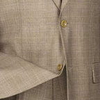 Luxurious Men's Regular-Fit Glen Plaid Suit Tan Triple Blessings