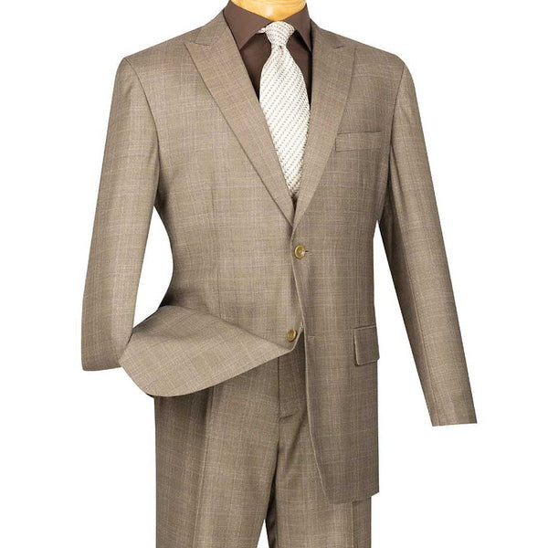 Luxurious Men's Regular-Fit Glen Plaid Suit Tan Triple Blessings