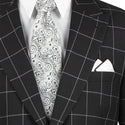 Luxurious Men's Regular-Fit Windowpane Suit Triple Blessings