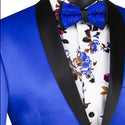 Luxurious Men's Slim-Fit Stretch Sateen Sport Coat Royal Blue Triple Blessings