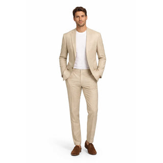 Men’s Modern Fit Linen-Cotton Suit | Breathable Stretch Comfort | FREE SOCKS