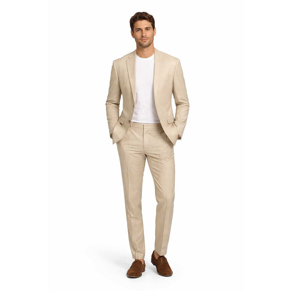 Men’s Modern Fit Linen-Cotton Suit | Breathable Stretch Comfort | FREE SOCKS