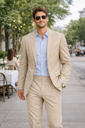 Men’s Modern Fit Linen-Cotton Suit | Breathable Stretch Comfort | FREE SOCKS