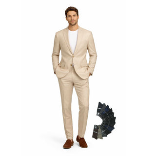 Men’s Modern Fit Linen-Cotton Suit | Breathable Stretch Comfort | FREE SOCKS