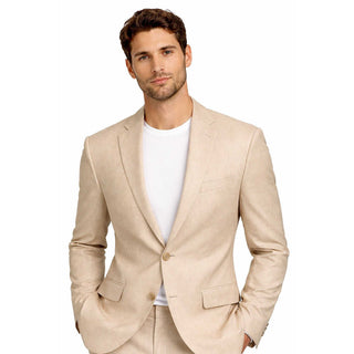 Men’s Modern Fit Linen-Cotton Suit | Breathable Stretch Comfort - TAN