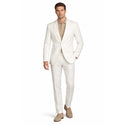 Men’s Modern Fit Linen-Cotton Suit | Breathable Stretch Comfort | FREE SOCKS-WHITE