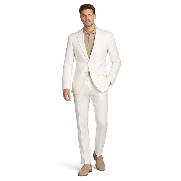 Men’s Modern Fit Linen-Cotton Suit | Breathable Stretch Comfort | FREE SOCKS-WHITE