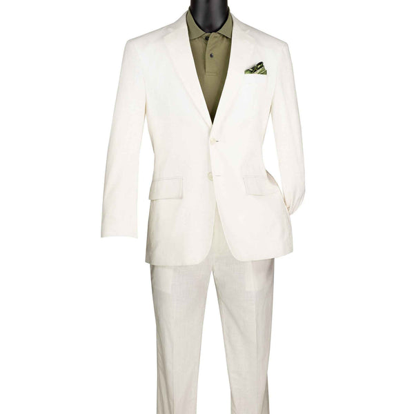 Men’s Modern Fit Linen-Cotton Suit | Breathable Stretch Comfort | FREE SOCKS-WHITE