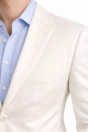 Men’s Modern Fit Linen-Cotton Suit | Breathable Stretch Comfort | FREE SOCKS-WHITE