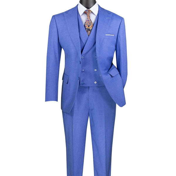 Men's Modern Fit 3-PC Suit, 2-Button, Stretch Fabric, Adjust Waist, FRENCH BLUE