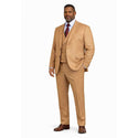 Men's Modern Fit 3-PC Suit, 2-Button, Stretch Fabric, Adjust Waist, LIGHT BROWN