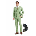 Men's 3-PC Fashion Suit, Modern Fit, Fancy Vest, Prom Wedding, Stretch Fabric, LIGHT GREEN