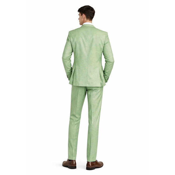 Men's 3-PC Fashion Suit, Modern Fit, Fancy Vest, Prom Wedding, Stretch Fabric, LIGHT GREEN