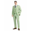 Men's 3-PC Fashion Suit, Modern Fit, Fancy Vest, Prom Wedding, Stretch Fabric, LIGHT GREEN