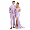 Men's 3-PC Fashion Suit, Modern Fit, Fancy Vest, Prom Wedding, Stretch Fabric, LAVENDER